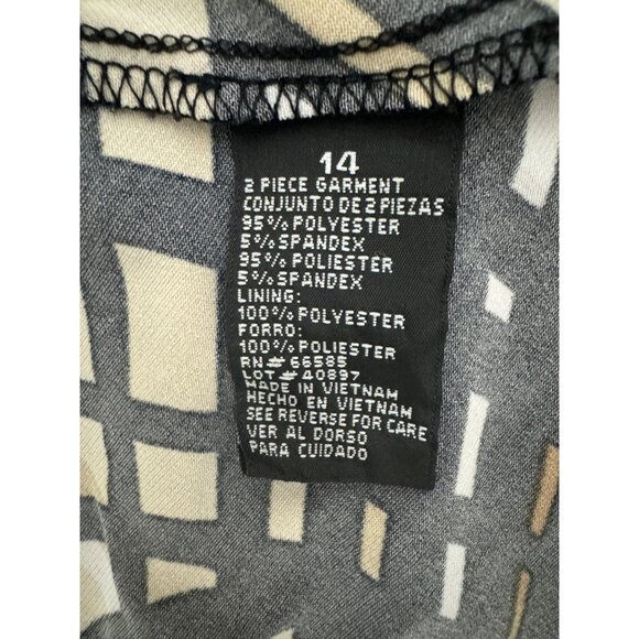 Perceptions Black Brown Abstract Print Midi Maxi Dress Size 14 Fall Sleeveless - Picture 5 of 9